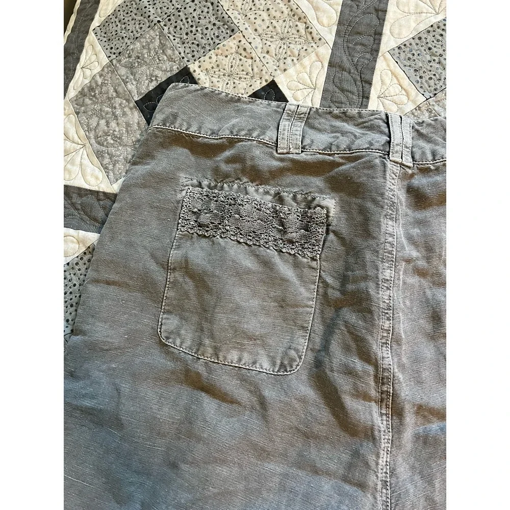 Sundance organia gray lace‎ trim linen blend pants size 16